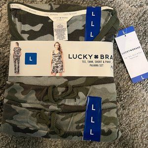 NWT Lucky Brand Camo Pajama Set (4 piece, size L)